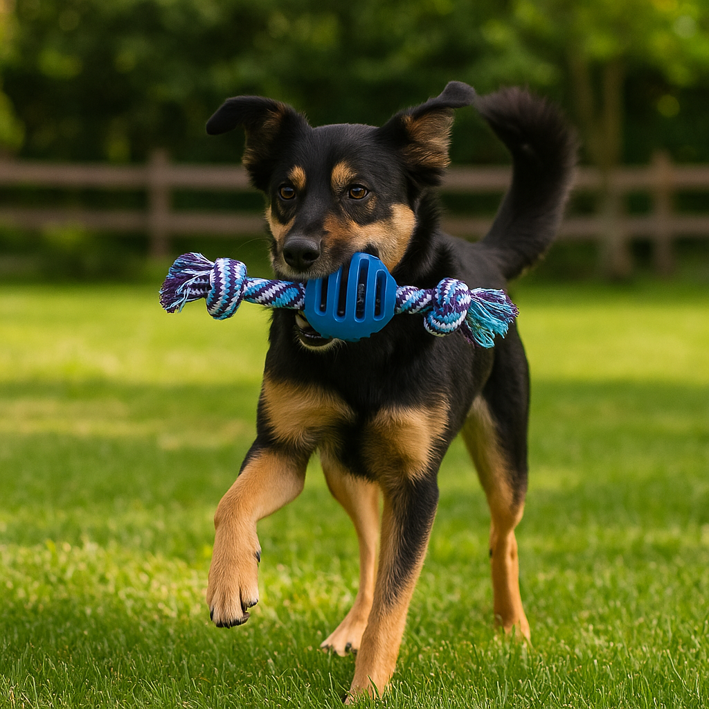 Balle avec corde pour chien parc
