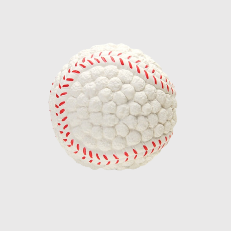 Balle rebondissante de baseball pour chien blanche rouge