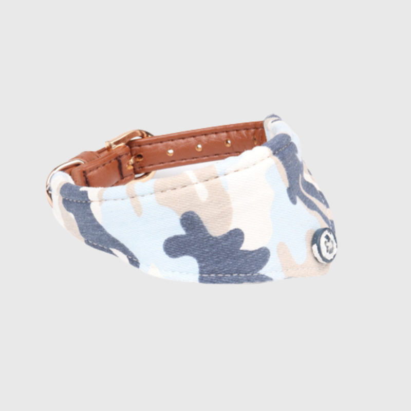 Bandana militaire pour chien bleu