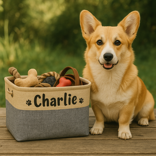 Boite rangement jouet chien corgi
