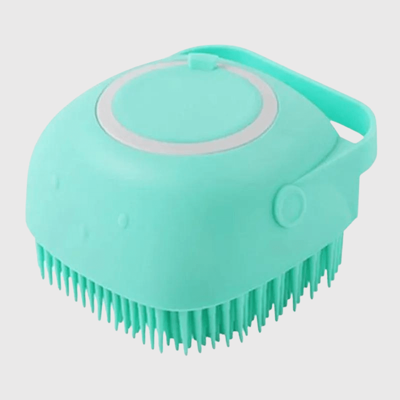 Brosse de bain pour chien carré bleu