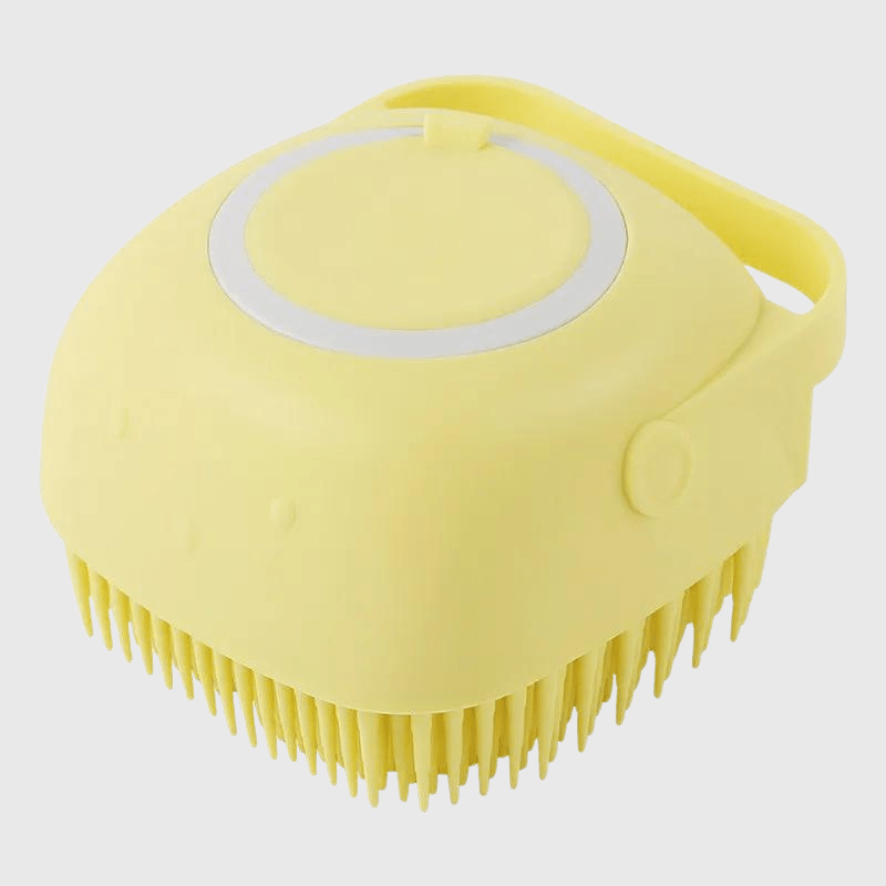 Brosse de bain pour chien carré jaune