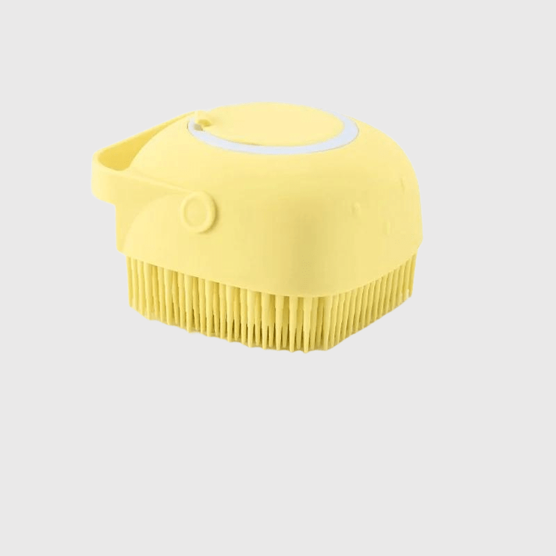 Brosse de bain pour chien carré jaune bis