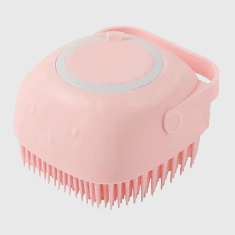 Brosse de bain pour chien carré rose