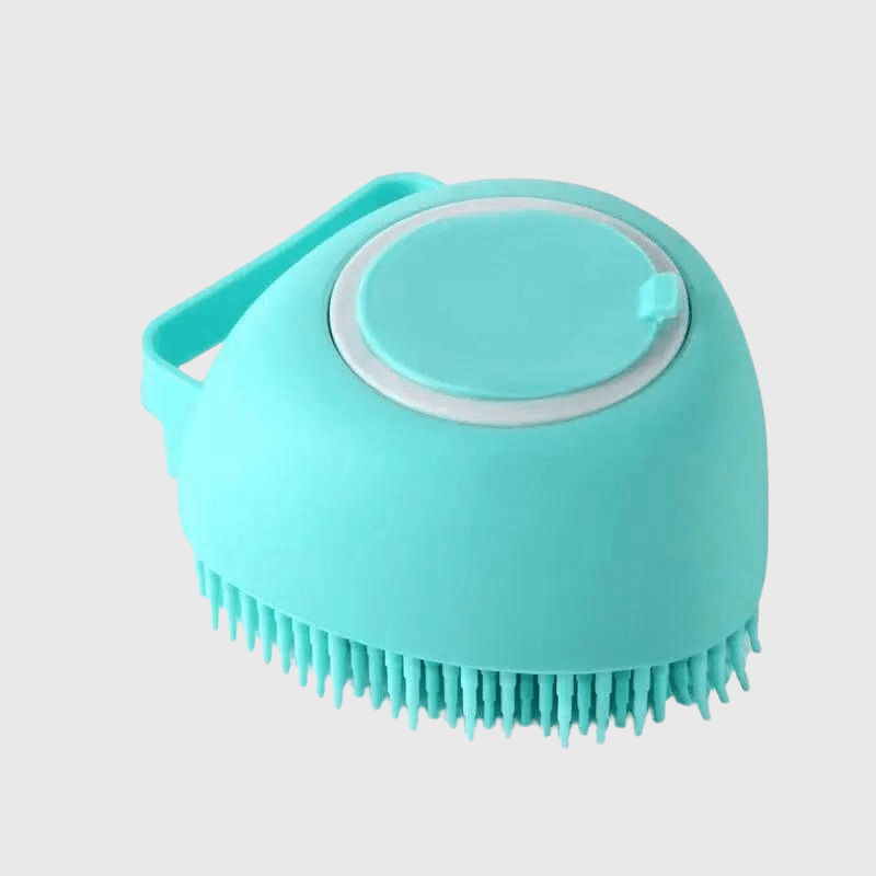 Brosse de bain pour chien en forme de coeur bleu