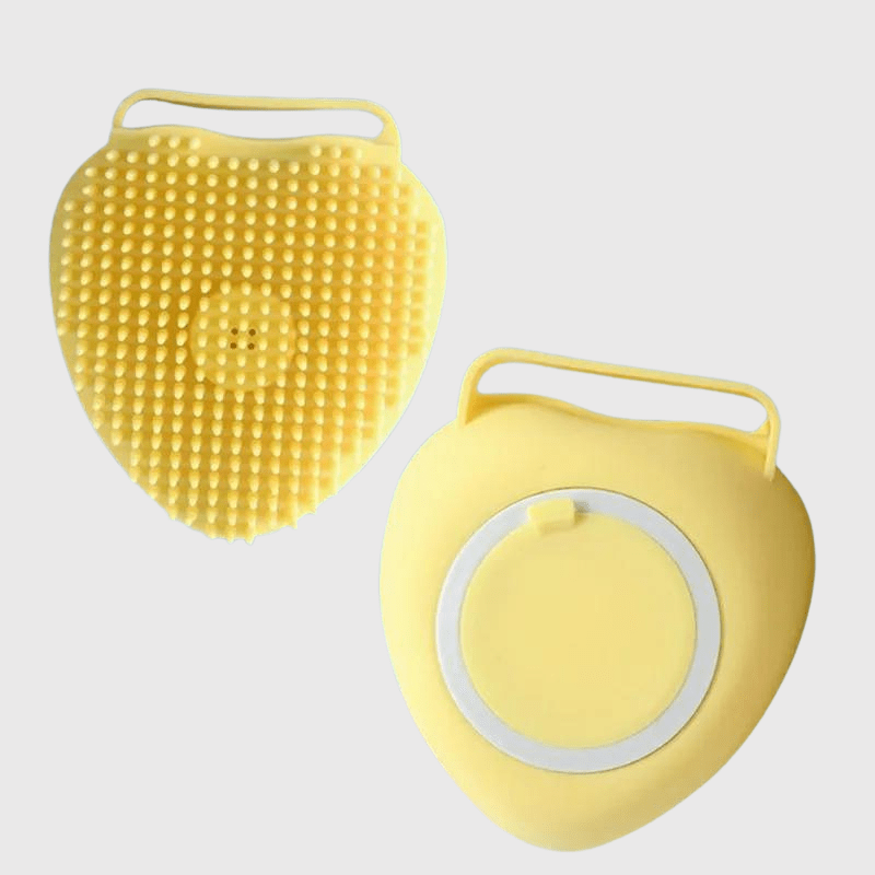 Brosse de bain pour chien en forme de coeur recto verso