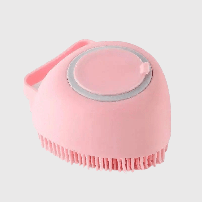 Brosse de bain pour chien en forme de coeur rose
