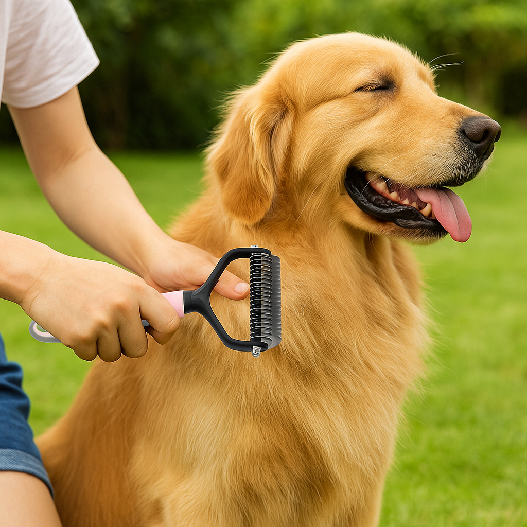 Brosse pour chien poil long Rose Clair golden
