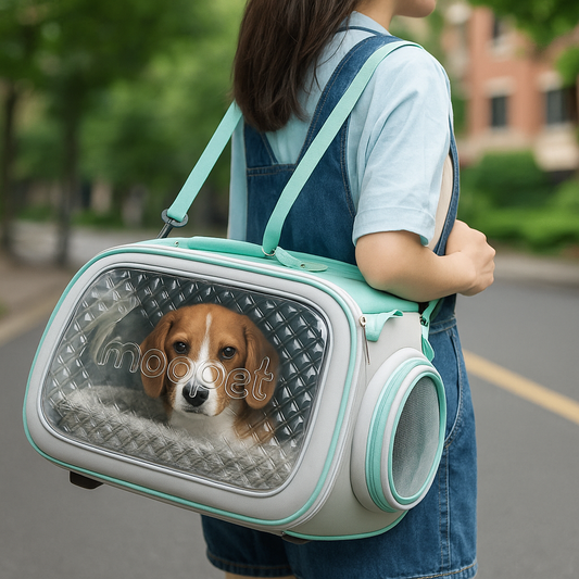 Caisse de transport transparente pour chien dans la rue