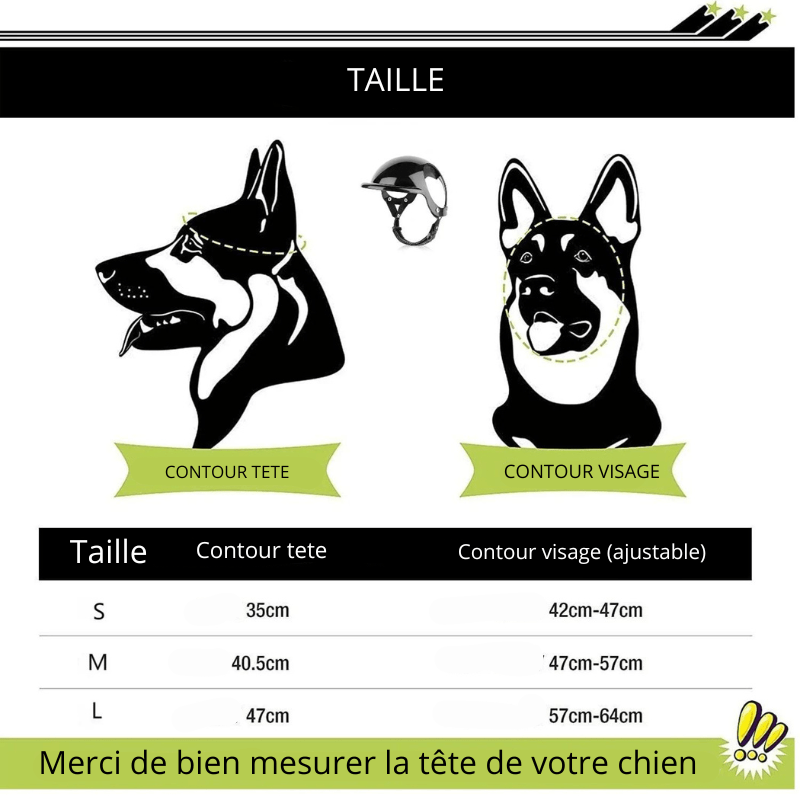 Casque de moto Noir pour chien taille