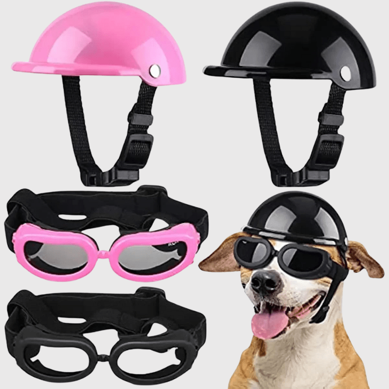 Casque de moto blanc ou noir ou rose pour chien