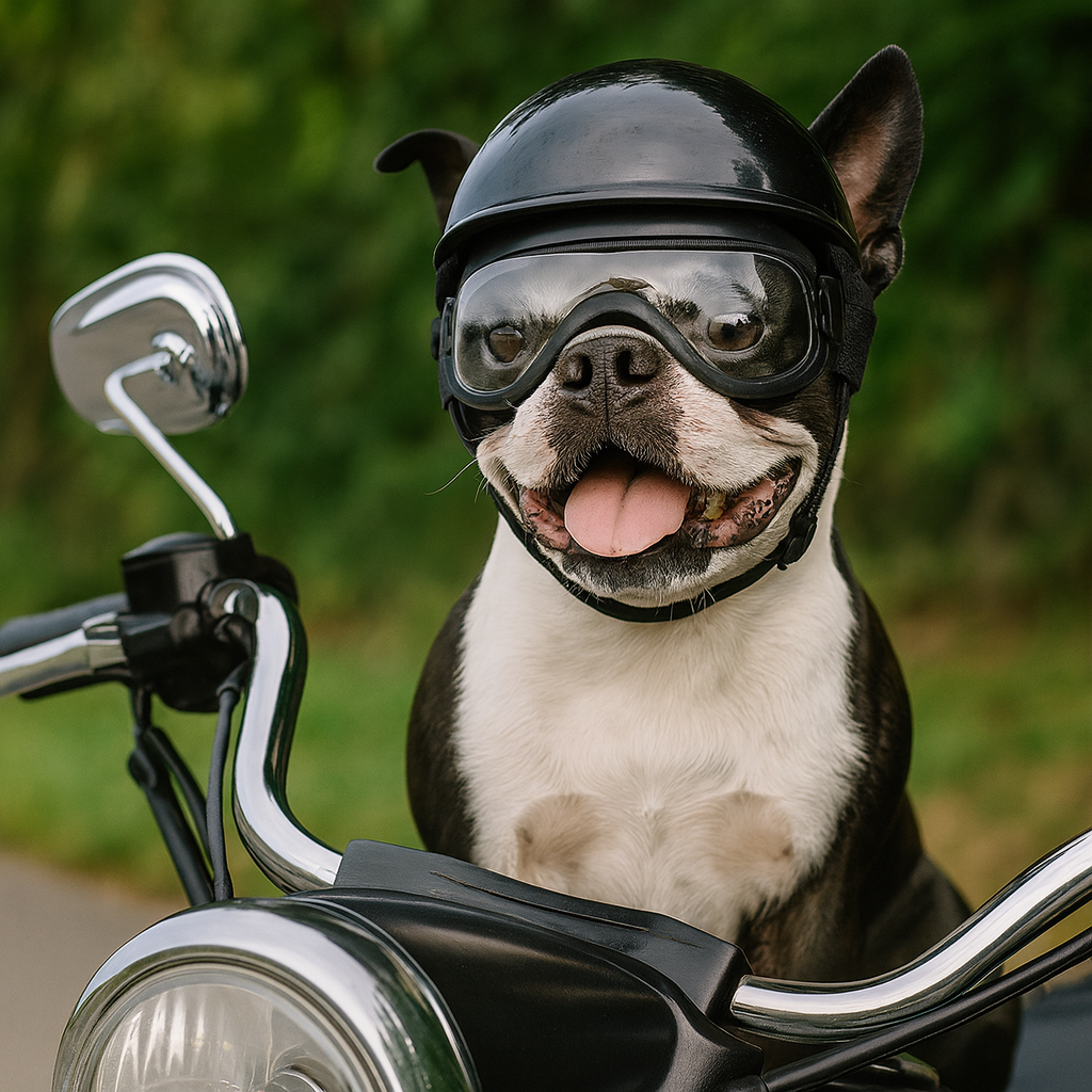 Casque et lunette moto pour chien