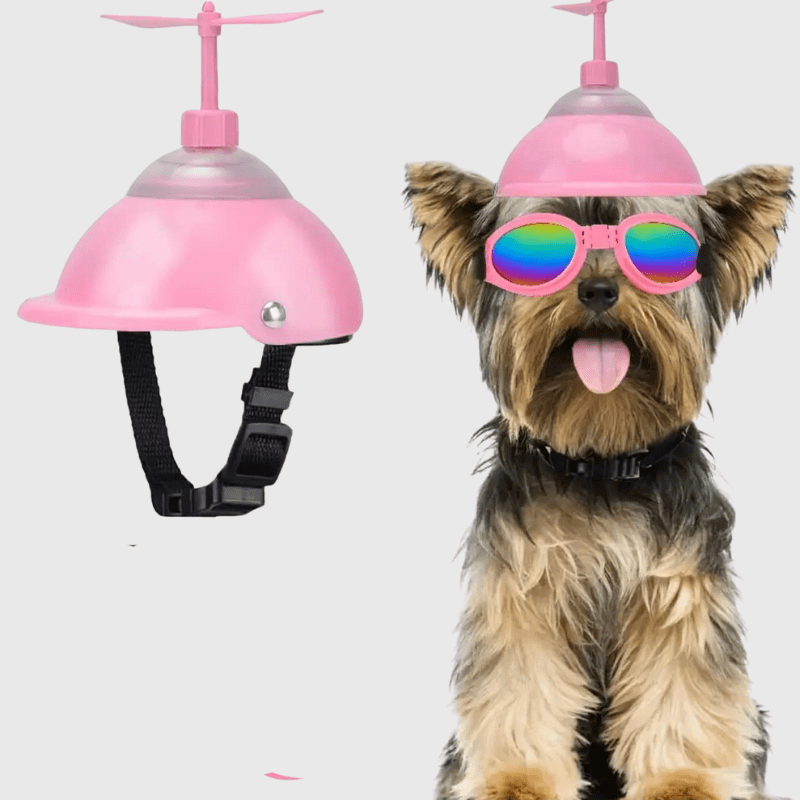 Casque moto cuir vintage pour chien rose