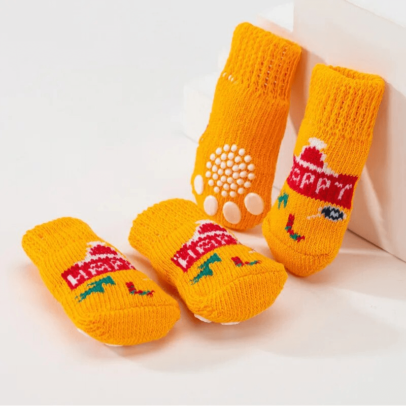 Chaussette Orange "happy" pour chien modele