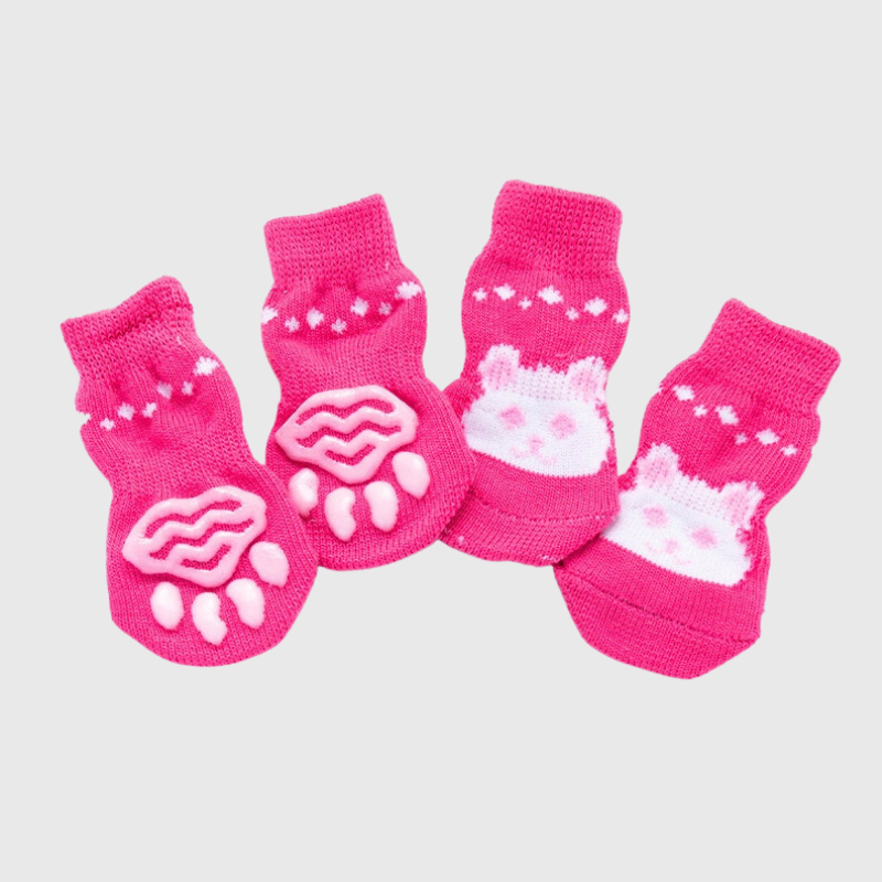 Chaussette antiderapante pour vieux chien rose