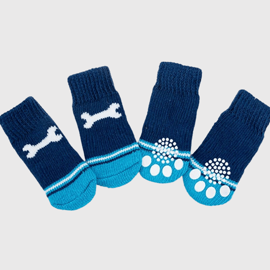 Chaussette bleue avec os pour chien