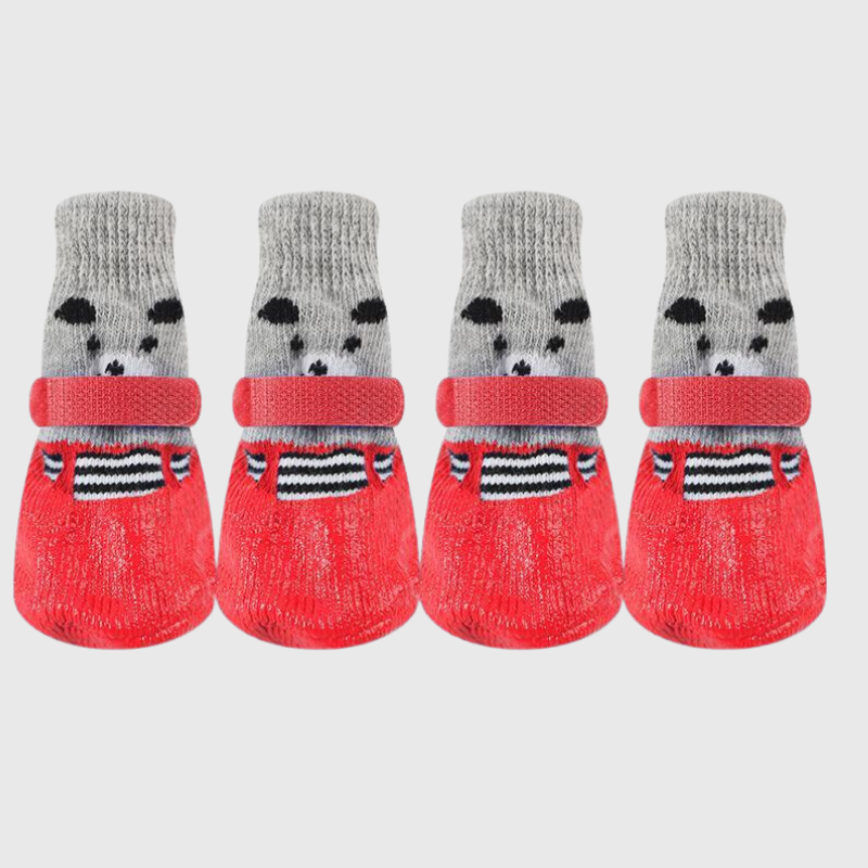 Chaussette impermeable pour chien ours rouge