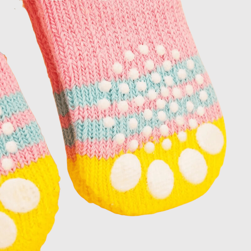 Chaussette rose et jaune pour chien zoom