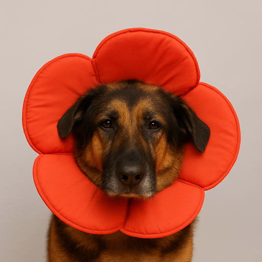 Collerette chien en forme de fleur orange chien de berger