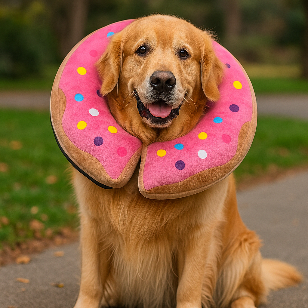 Collerette chien en mousse rose golden