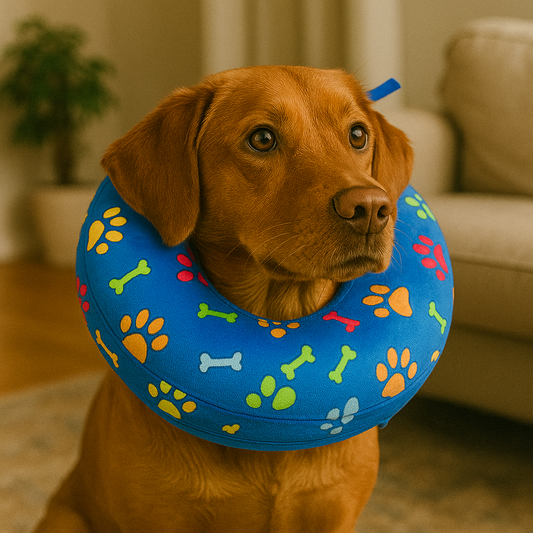 Collerette chien en mousse style patte et os golden