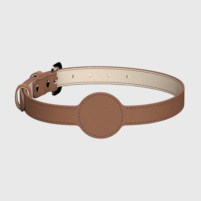 Collier AirTag pour chien marron