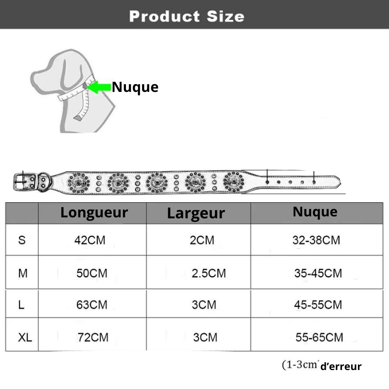 Collier chien cuir taille