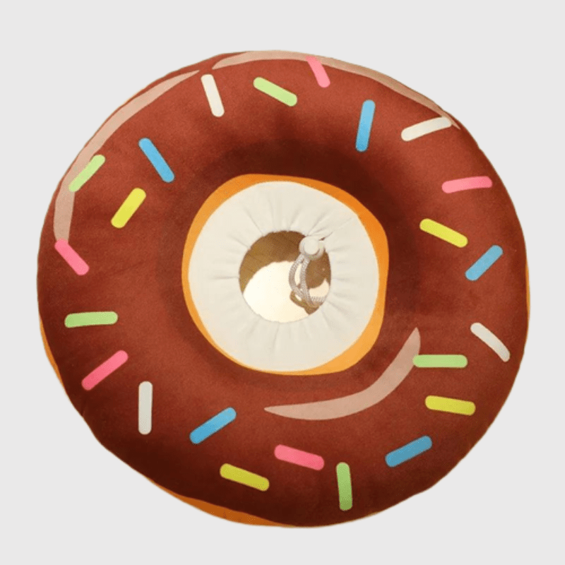 Collier lune chien en forme de donuts au chocolat