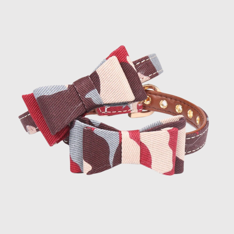 Collier noeud papillon chien couleur militaire rouge