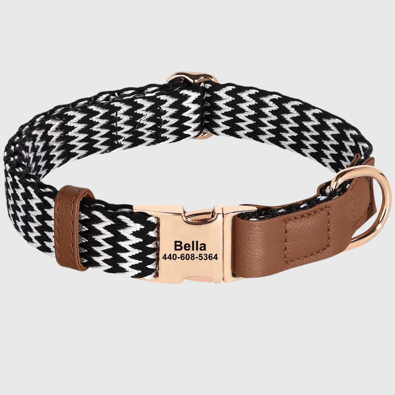 Collier vaguelette personnalisable pour chien marron