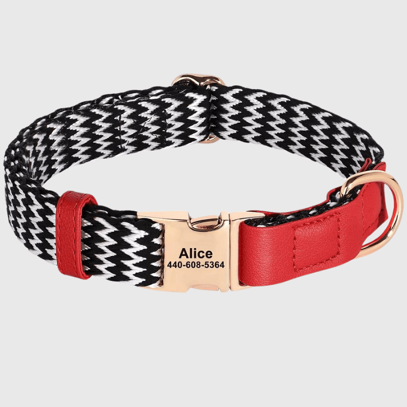 Collier vaguelette personnalisable pour chien rouge