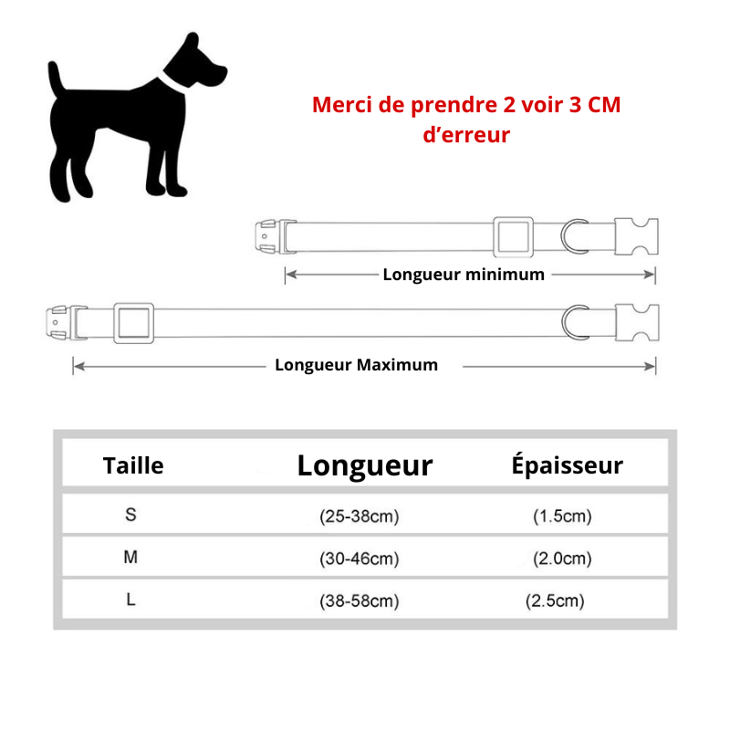 Collier vaguelette personnalisable pour chien taille