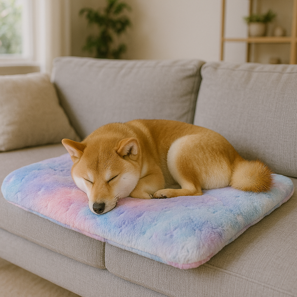 Coussin chien pour canapé multicolore shiba inu