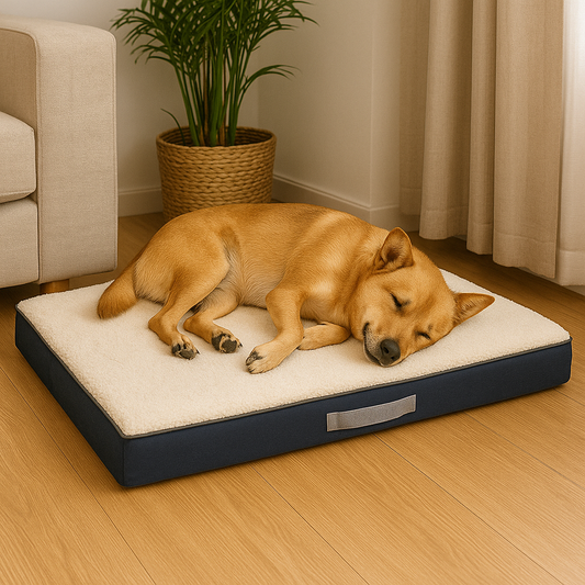Coussin déhoussable pour chien dans salon