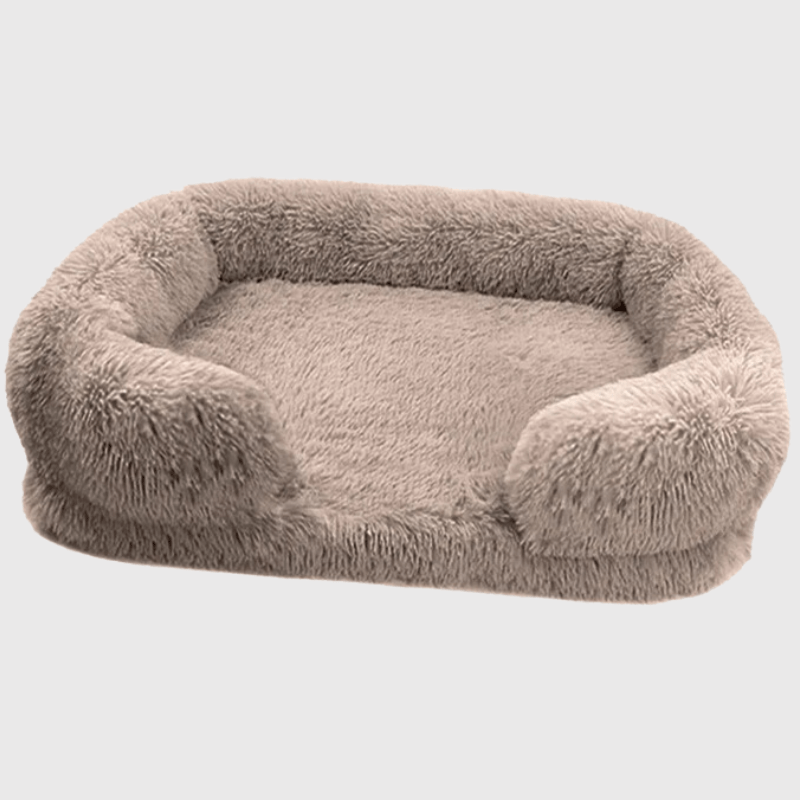 Coussin fluffy pour chien beige