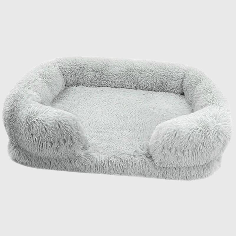 Coussin fluffy pour chien blanc