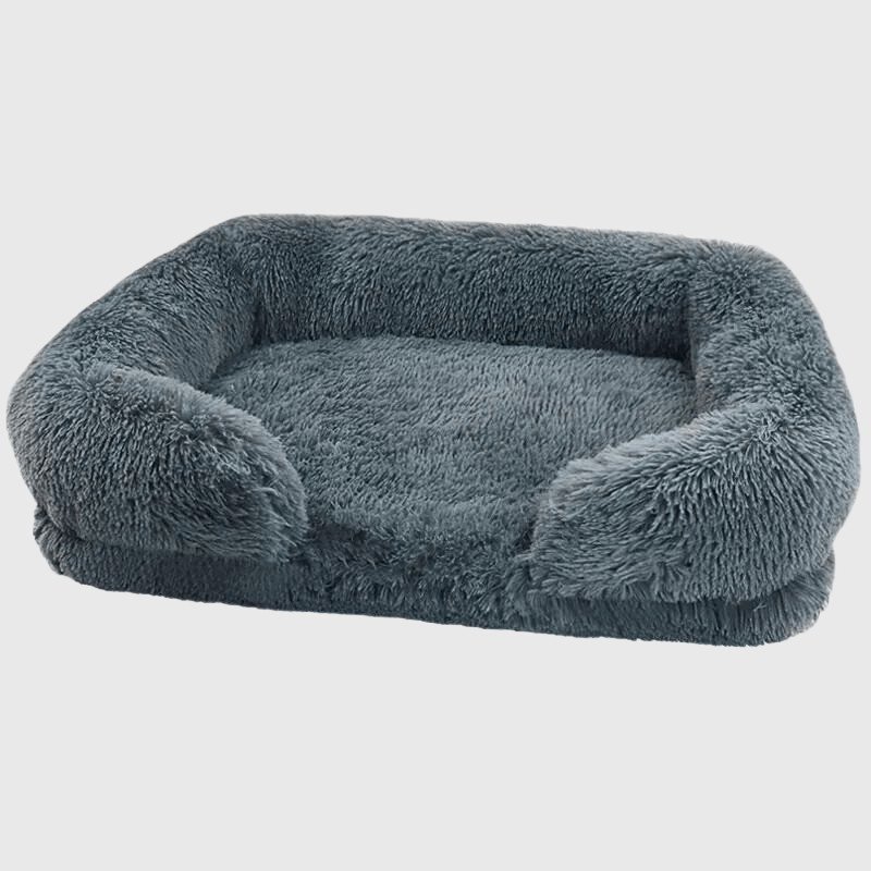 Coussin fluffy pour chien gris