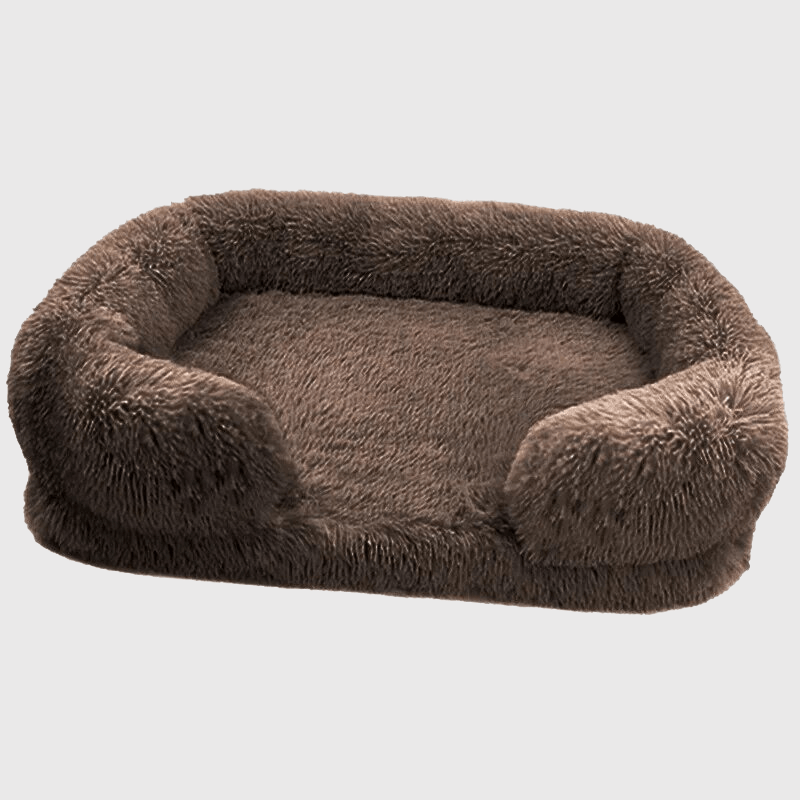 Coussin fluffy pour chien marron