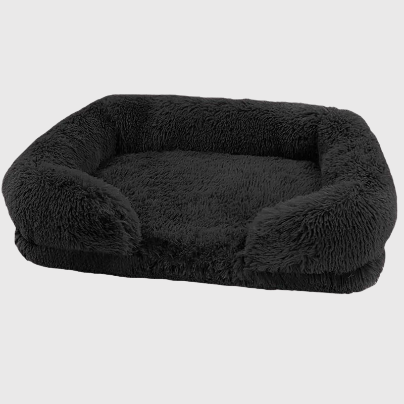 Coussin fluffy pour chien noir