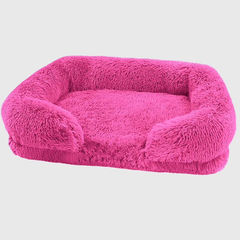 Coussin fluffy pour chien rose