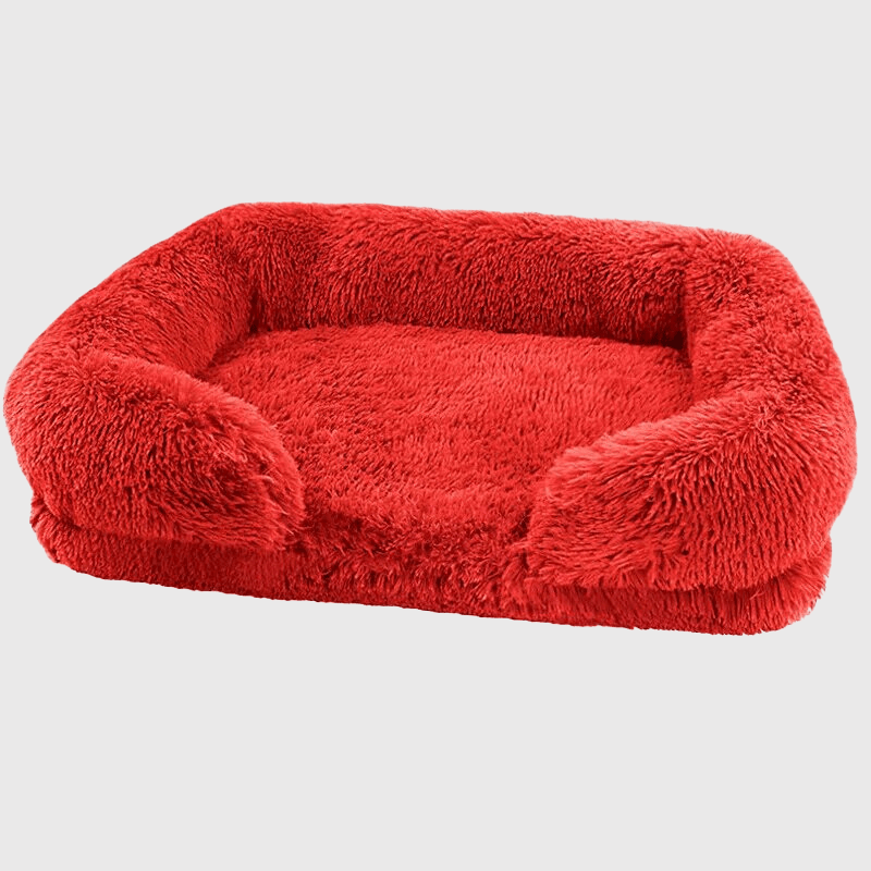 Coussin fluffy pour chien rouge