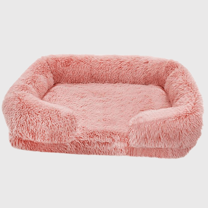 Coussin fluffy pour chien saumon