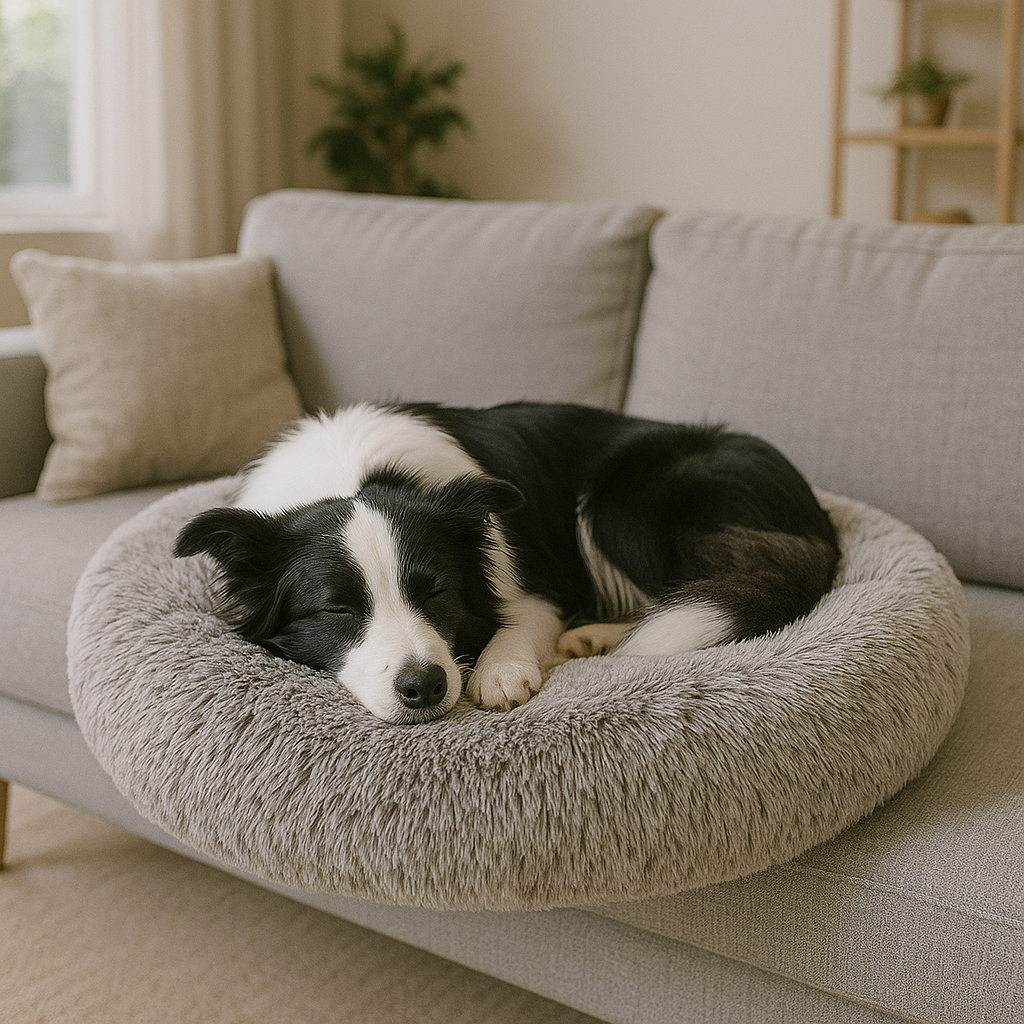 Coussin pour grand chien sur canapé