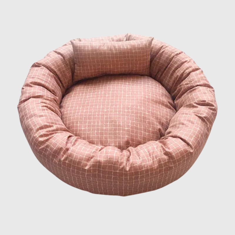 Coussin rond pour chien rouge