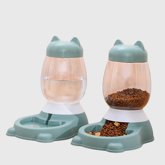 Distributeur de croquettes et d'eau pour chien ensemble bleu
