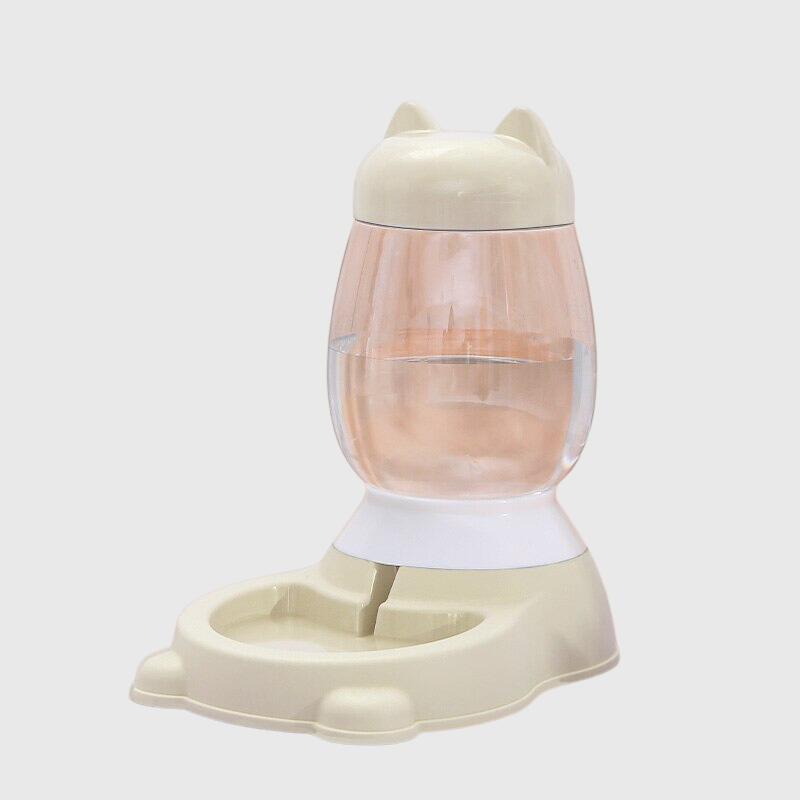 Distributeur de croquettes et d'eau pour chien simple jaune