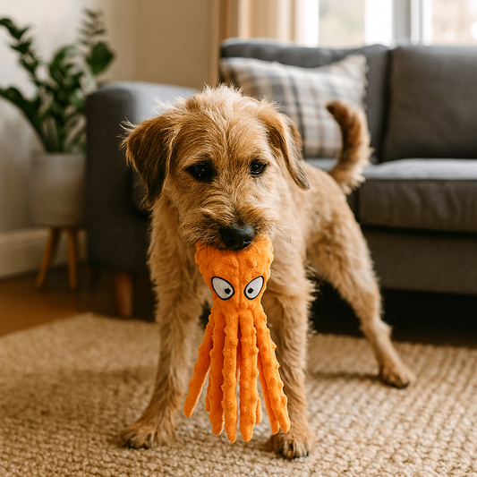 Doudou peluche pieuvre pour chien interieur