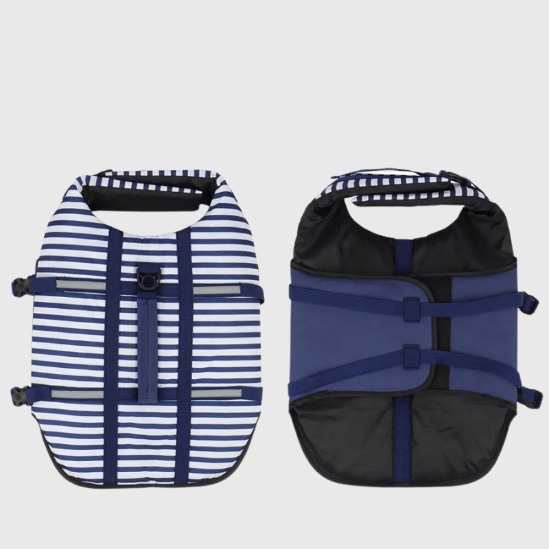 Gilet de sauvetage chien rayé Bleu chiot