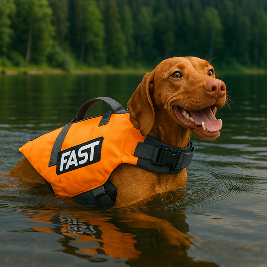 Gilet de sauvetage pour chien Fast orange chien de chasse qui nage
