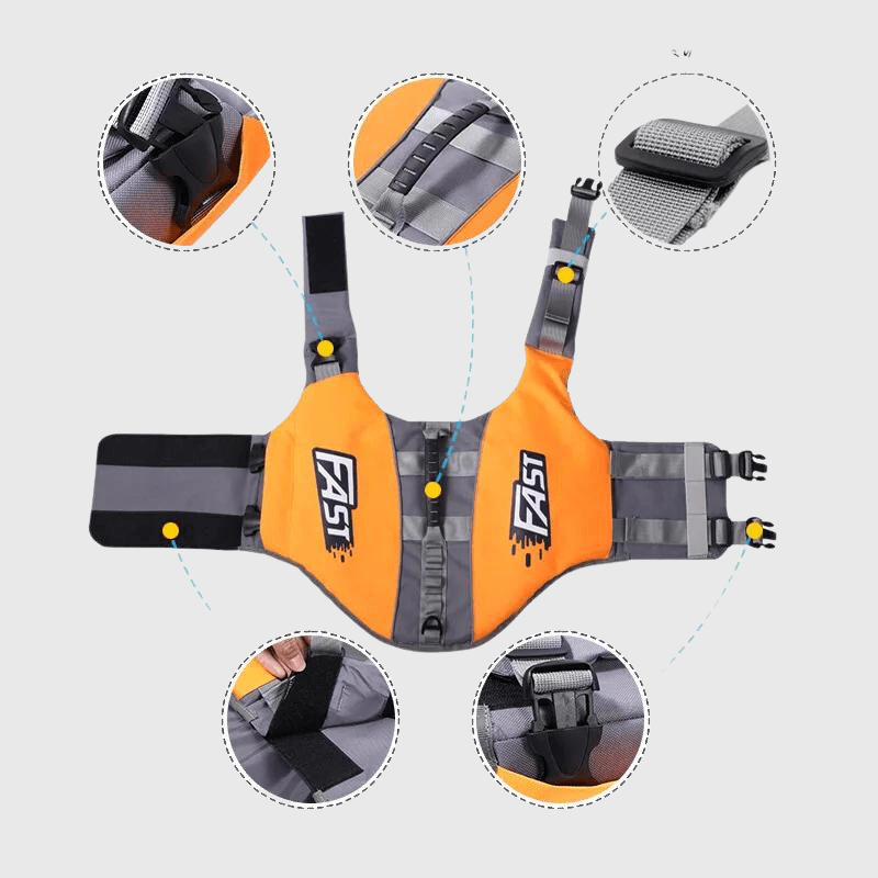 Gilet de sauvetage pour chien Fast orange modele